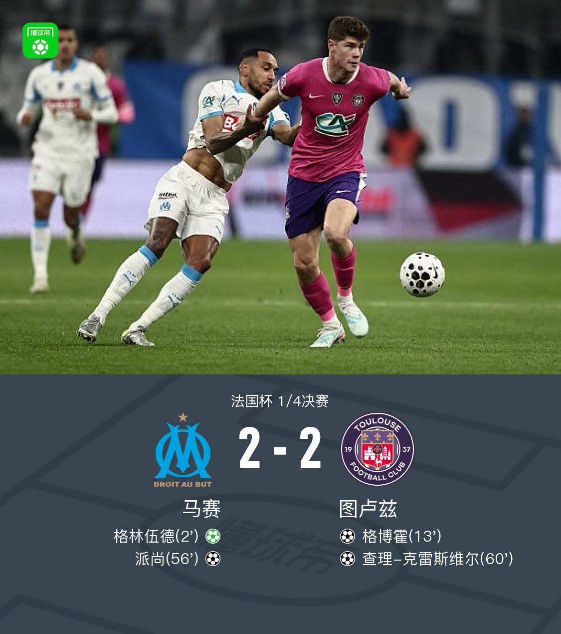 星空体育官方入口-90分钟战报：马赛2-2图卢兹双方进入点球大战，格林伍德点射
